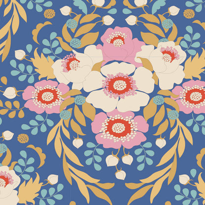 A yardage fabric from Tilda Fabrics featuring a blue floral pattern on a light blue background.
Photo by Tildafabrics.com [additional_image_link]
