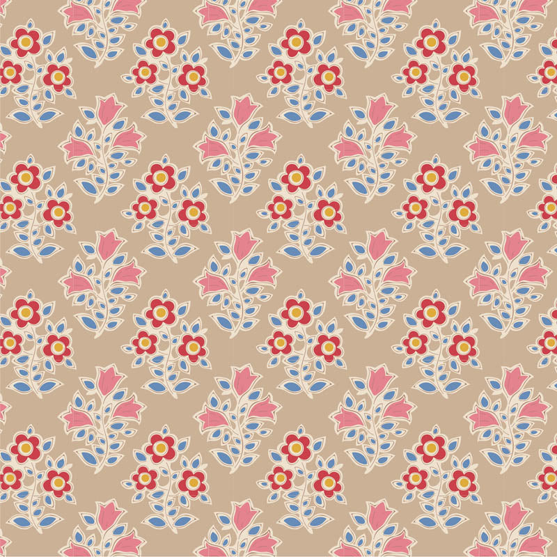 Pattern of small flowers on a beige background.
Photo by Tildafabrics.com [image_link]