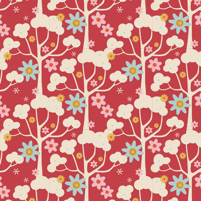 A red floral patterned fabric from the Jubilee Wildgarten collection by Tilda Fabrics.
Photo by Tildafabrics.com [additional_image_link]