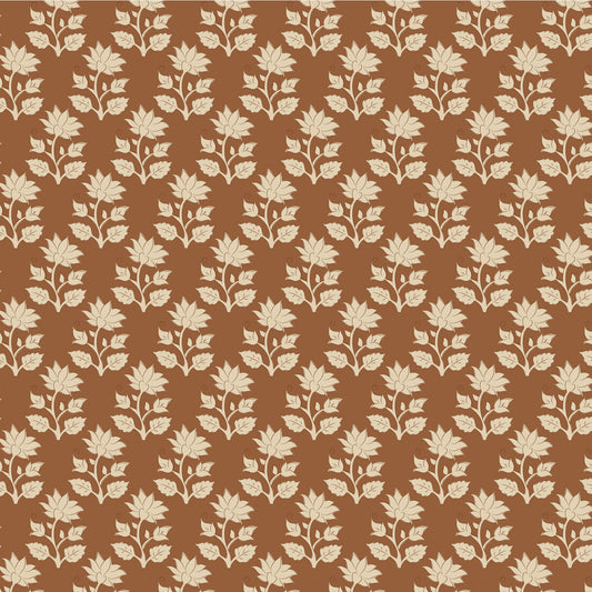 A fabric from the Tilda Sanctuary Blenders Mira Caramel collection featuring a floral pattern with muted autumn colors.
Photo by Tildafabrics.com [image_link]