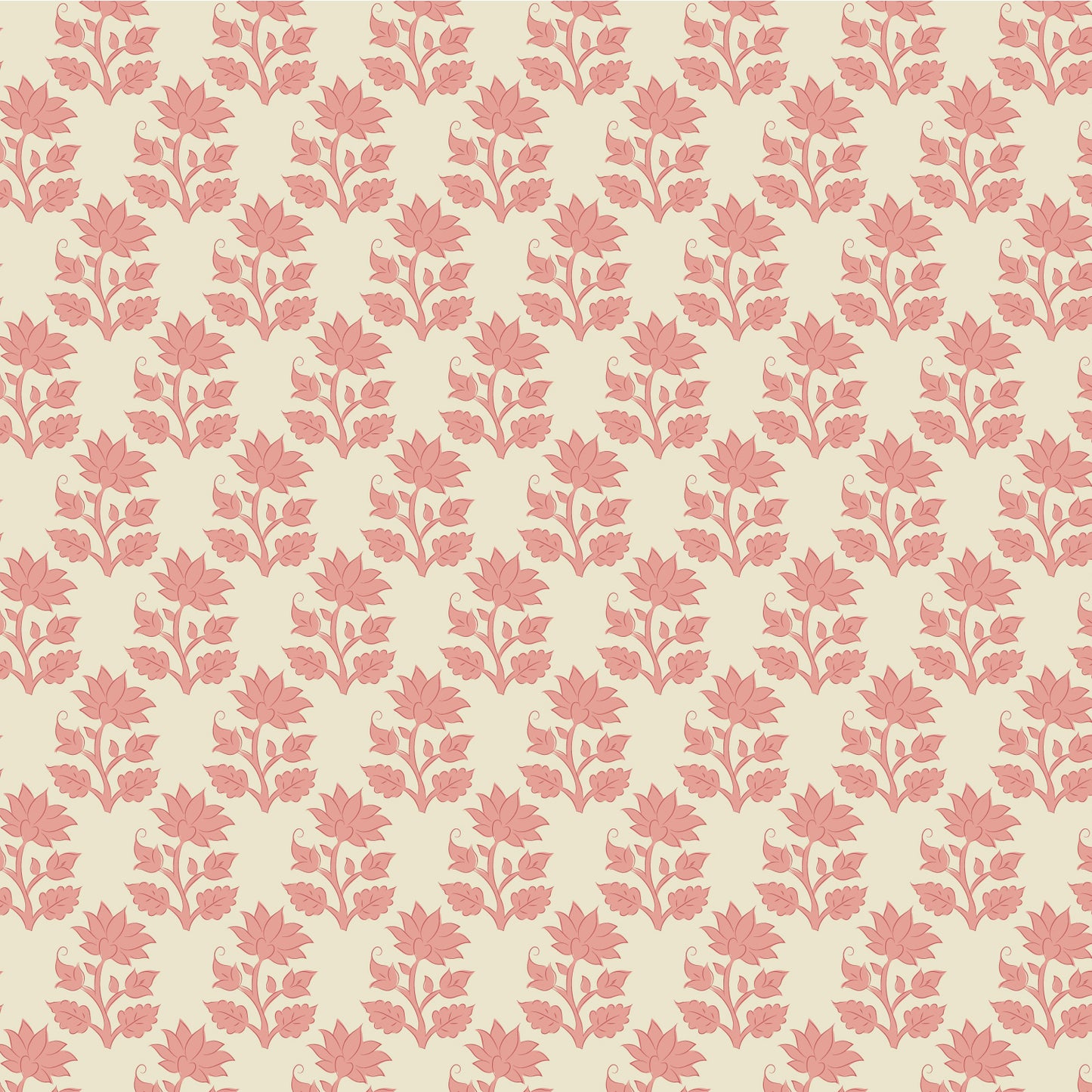 A fabric with a floral pattern in muted autumn colors including pink, beige, and gray tones, with ornamental and woodland animal motifs.
Photo by Tildafabrics.com [image_link]
