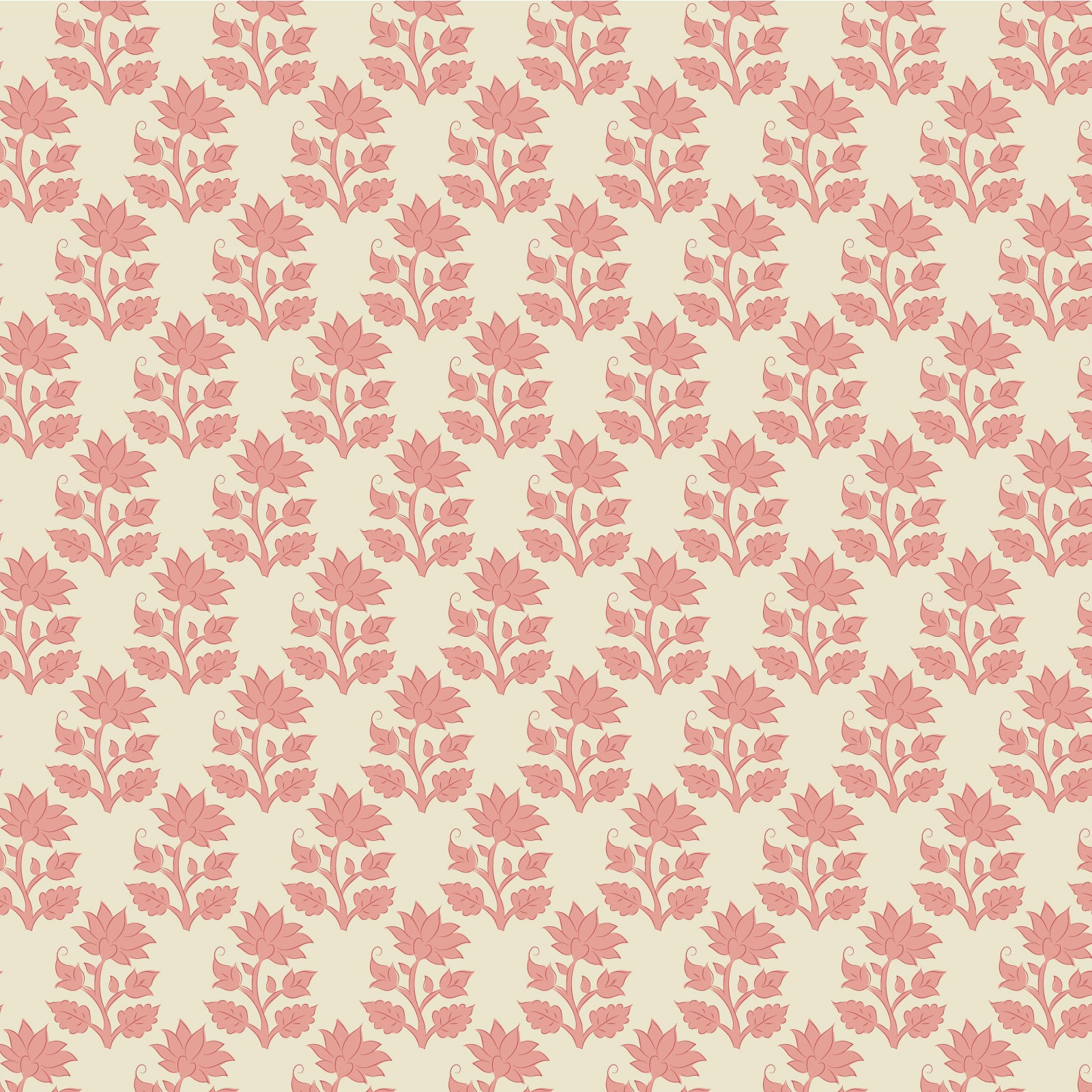 A fabric with a floral pattern in muted autumn colors including pink, beige, and gray tones, with ornamental and woodland animal motifs.
Photo by Tildafabrics.com [image_link]