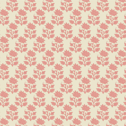 A fabric with a floral pattern in muted autumn colors including pink, beige, and gray tones, with ornamental and woodland animal motifs.
Photo by Tildafabrics.com [image_link]