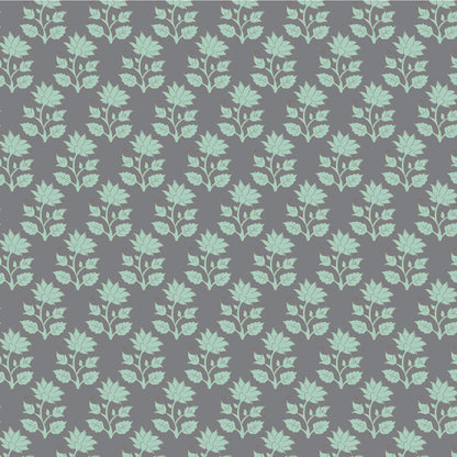 A slate-colored cotton fabric with a floral and geometric pattern, part of the Tilda Sanctuary Blenders Mira Slate yardage collection.
Photo by Tildafabrics.com [image_link]