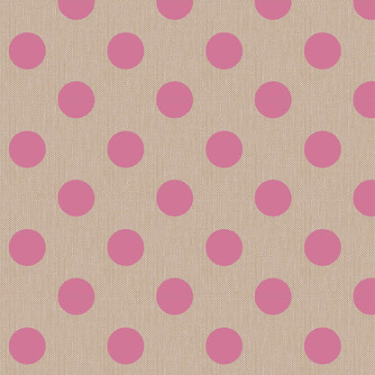 Pattern of pink polka dots on a beige background.
Photo by Tildafabrics.com [additional_image_link]