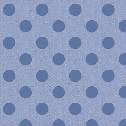 A close-up of a blue fabric or material swatch with a repeating pattern of medium-blue polka dots on a slightly textured light blue background.
Photo by Tildafabrics.com [additional_image_link]