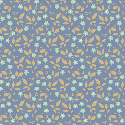 A fabric from the Tilda Sunday Brunch collection featuring a floral pattern with blue and green colors and a textured design.
Photo by Tildafabrics.com [image_link]