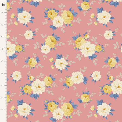 Floral pattern with yellow and white flowers on a pink background.
Photo by Tildafabrics.com [image_link]