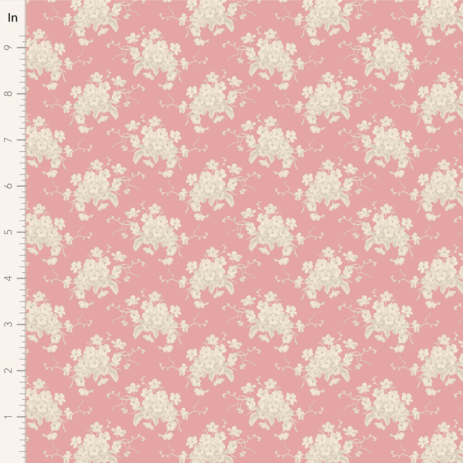 A pink fabric with a white flower pattern, part of the Tilda Sunday Brunch collection.
Photo by Tildafabrics.com [image_link]