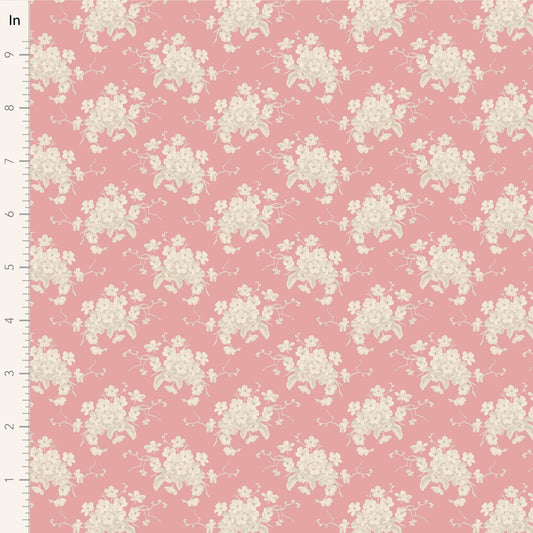 A pink fabric with a white flower pattern, part of the Tilda Sunday Brunch collection.
Photo by Tildafabrics.com [image_link]