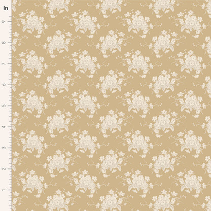 Floral patterned fabric with white flowers on a beige background.
Photo by Tildafabrics.com [image_link]