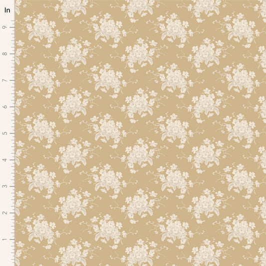 Floral patterned fabric with white flowers on a beige background.
Photo by Tildafabrics.com [image_link]