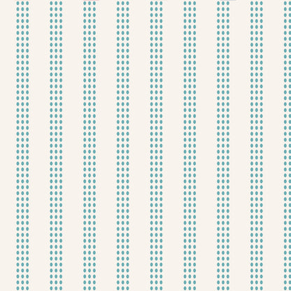 A repeating vertical stripe pattern with small teal-blue dotted lines on an off-white background.
Photo by Tildafabrics.com [additional_image_link]