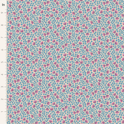 Yardage of Tilda Wallflower Blender Bellflower Blue fabric featuring a floral print on a blue background.
Photo by Tildafabrics.com [image_link]