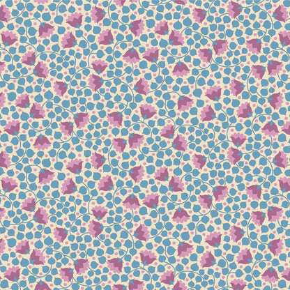 Yardage of Tilda Wallflower Blender Bellflower Blue fabric featuring a floral print on a blue background.
Photo by Tildafabrics.com [additional_image_link]