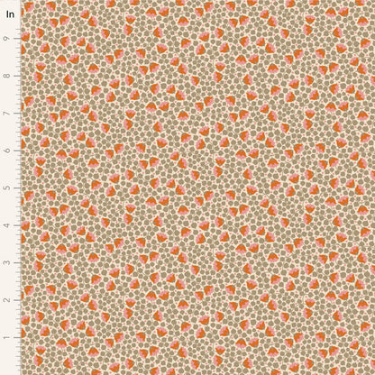 Yardage of Tilda Wallflower Blender Bellflower Sand fabric featuring a floral print on a beige background.
Photo by Tildafabrics.com [image_link]