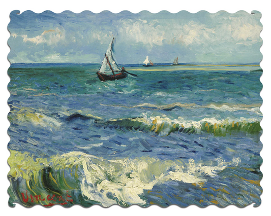 A wooden jigsaw puzzle featuring a Vincent Van Gogh seascape with boats on choppy waters.
Photo by Artifact Puzzles [image_link]