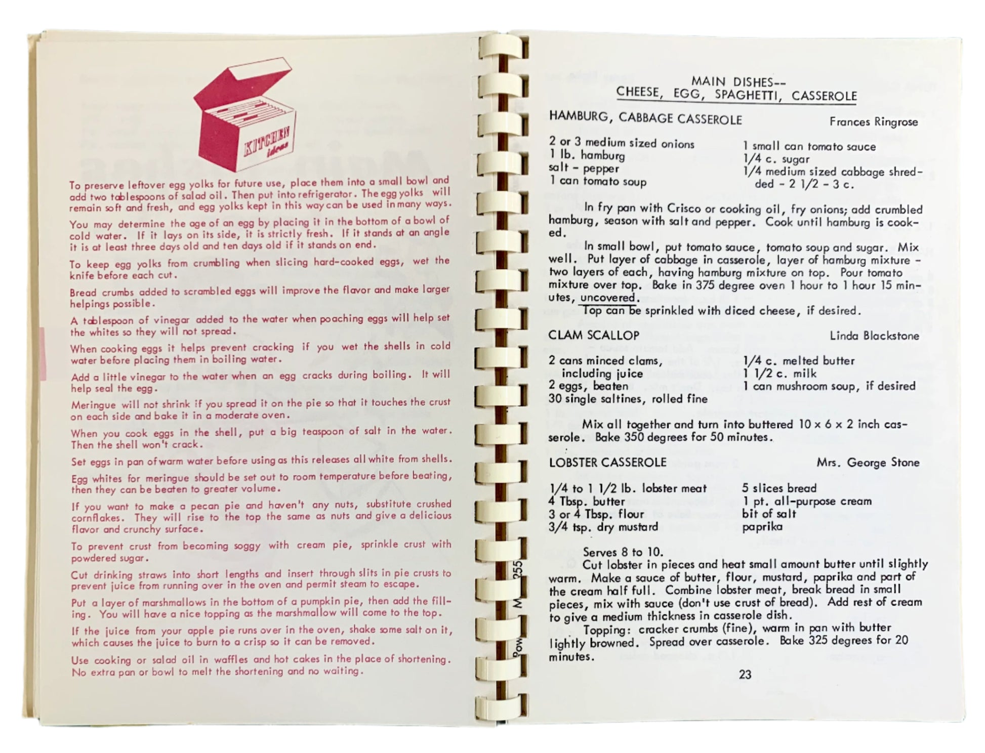 Open cookbook page with recipe for a casserole dish.
Photo by Karen King [additional_image_link]