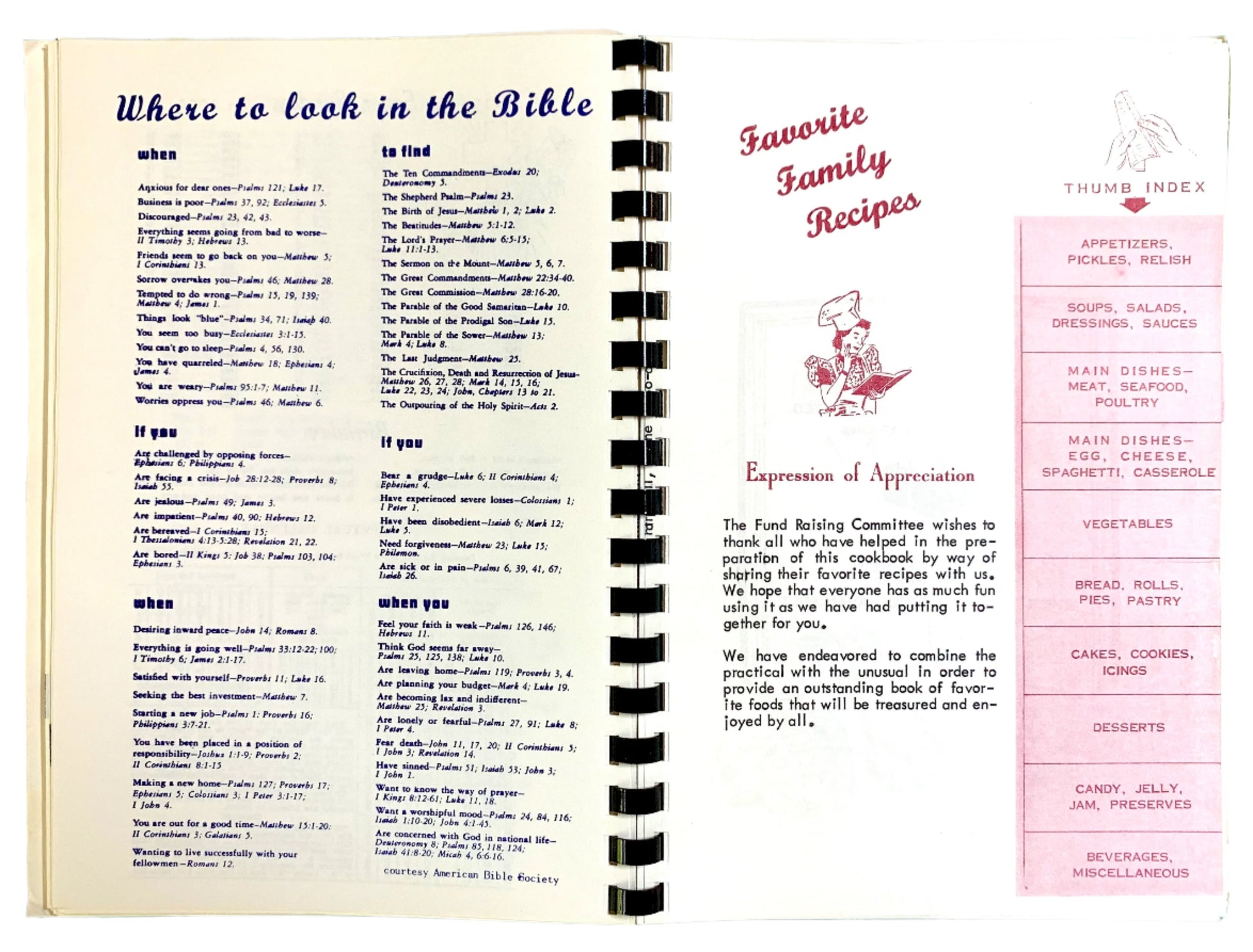 Open cookbook showing pages with text and recipes.
Photo by Karen King [additional_image_link]