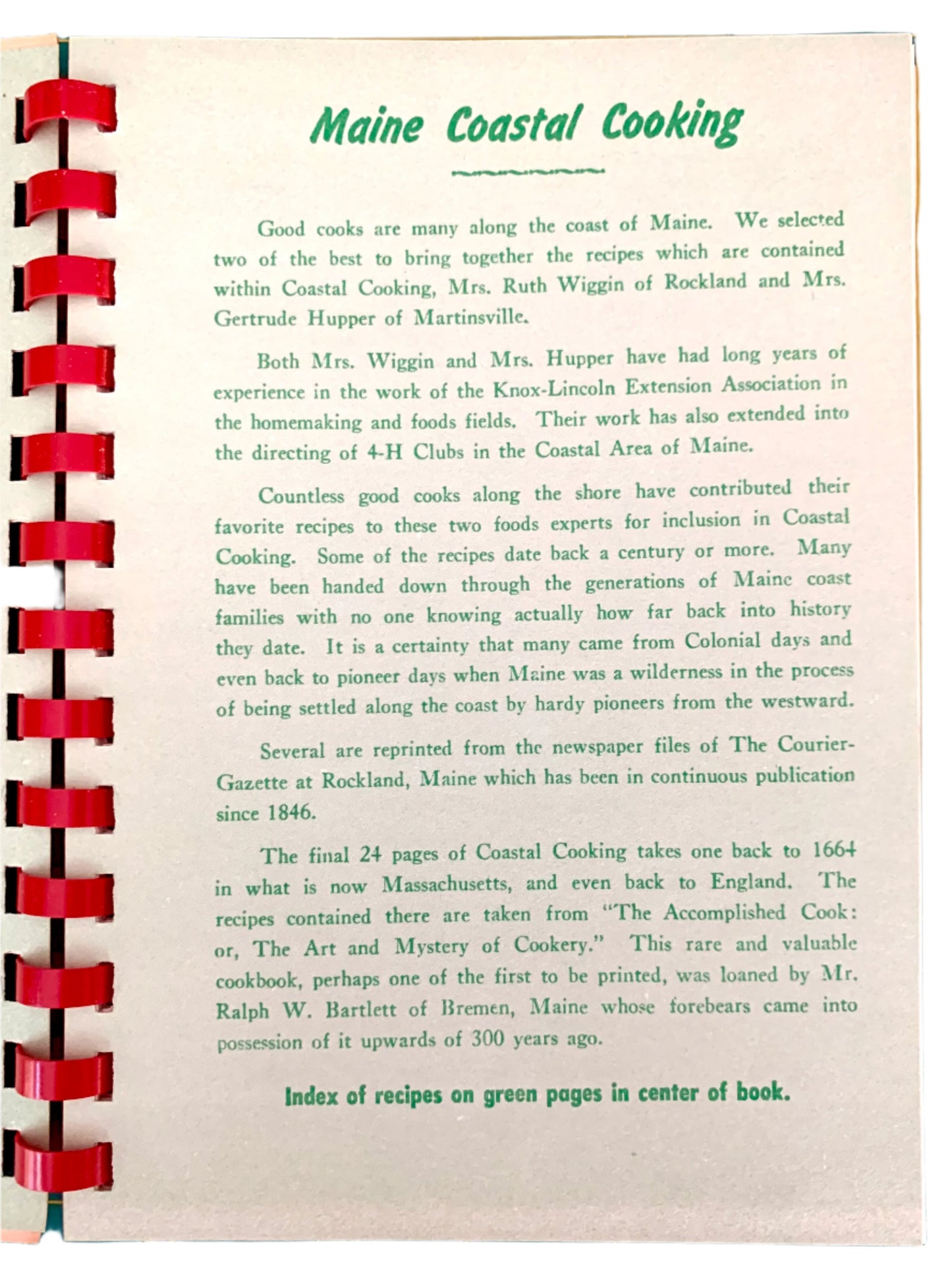 Book titled 'Maine Coastal Cooking' with red ribbon markers on a white background
Photo by Karen King [additional_image_link]