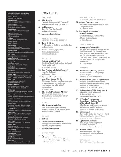 A black-and-white printed magazine or journal page showing a table of contents with article titles, author names, and page numbers, plus a sidebar of editorial advisory boards on the left.
[additional_image_link]
