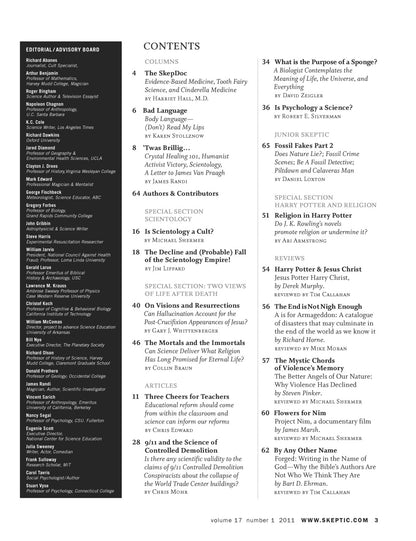 A printed magazine or journal contents page with columns of text, a masthead reading 'EDITORIAL ADVISORY BOARD,' a 'CONTENTS' table of articles, and a website URL at the bottom right.
[additional_image_link]