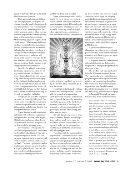 A scanned book page with columns of text, a small color photo of a child sitting in a stroller, and a sidebar showing flow chart elements, from Skeptic's Guide volume 17 number 2, 2012.
[additional_image_link]