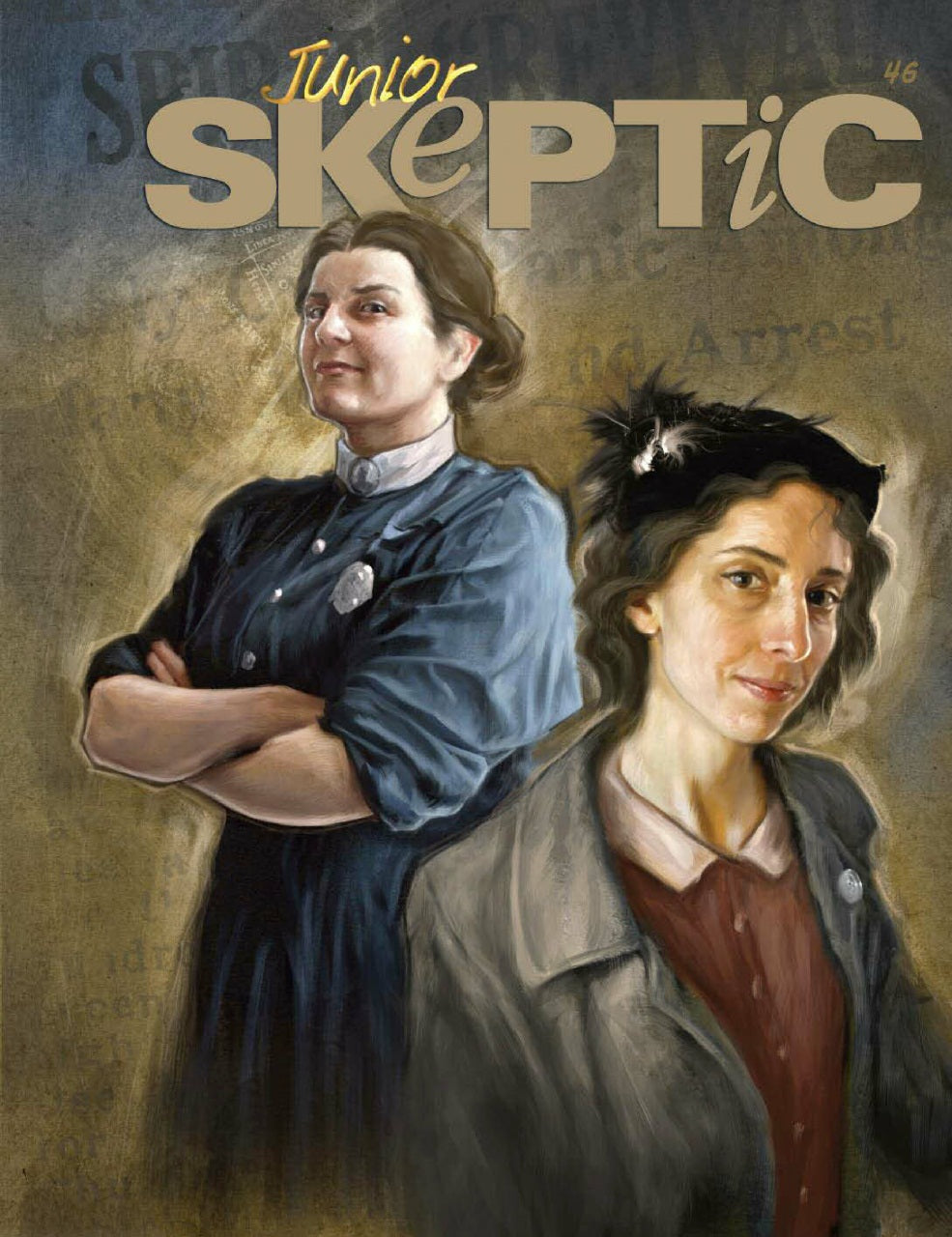Cover of Junior Skeptic magazine featuring a painted portrait of two women against a textured sepia background, with the title 'Junior Skeptic' at the top.
[additional_image_link]
