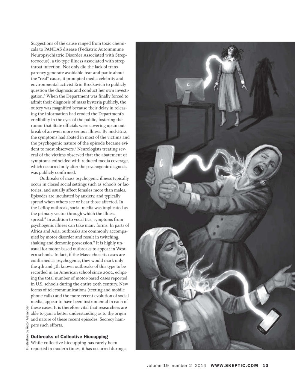 A printed page from Skeptic magazine featuring a black-and-white photograph of a man holding a rifle, alongside columns of text and a small caption at the bottom.
[additional_image_link]