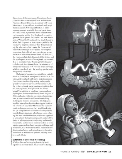 A printed page from Skeptic magazine featuring a black-and-white photograph of a man holding a rifle, alongside columns of text and a small caption at the bottom.
[additional_image_link]
