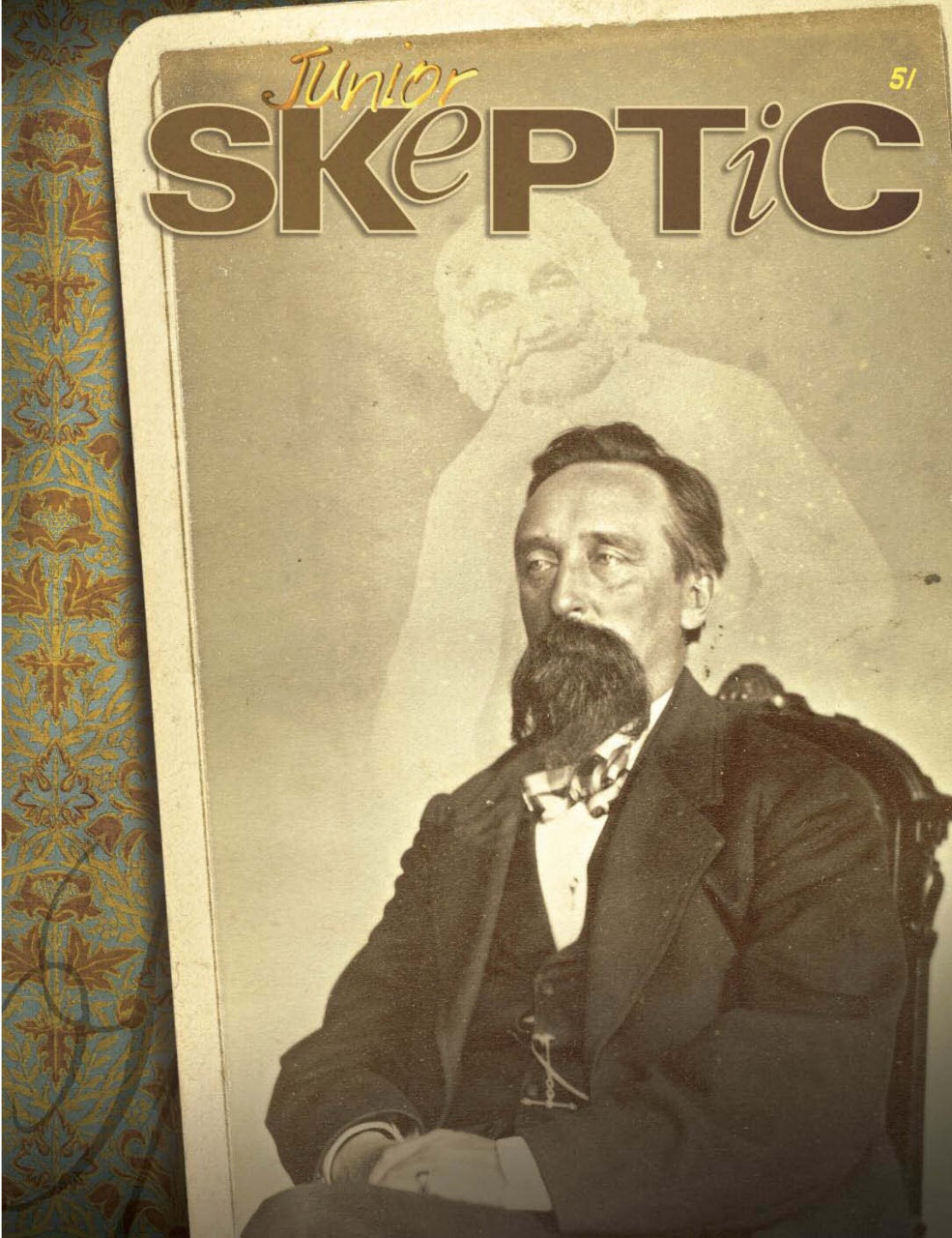 A vintage copy of The Skeptic magazine featuring a sepia-toned cover portrait of a bearded man in a suit, with the title 'The Young Skeptic' across the top and a blue patterned border along the left edge.
[additional_image_link]