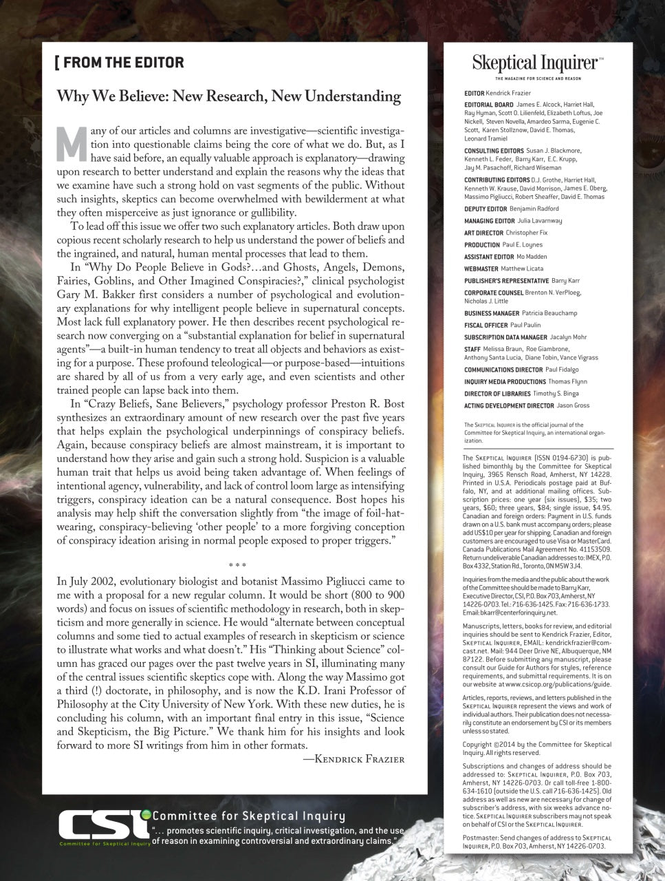 A full-page book or magazine interior spread with columns of text, a masthead reading 'Skeptical Inquirer,' and a footer for 'Committee for Skeptical Inquiry.' This is not a product beauty shot, not a person in an environment, and not a measurement chart, color swatch, or instruction diagram.
[additional_image_link]