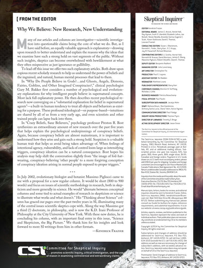 A full-page book or magazine interior spread with columns of text, a masthead reading 'Skeptical Inquirer,' and a footer for 'Committee for Skeptical Inquiry.' This is not a product beauty shot, not a person in an environment, and not a measurement chart, color swatch, or instruction diagram.
[additional_image_link]
