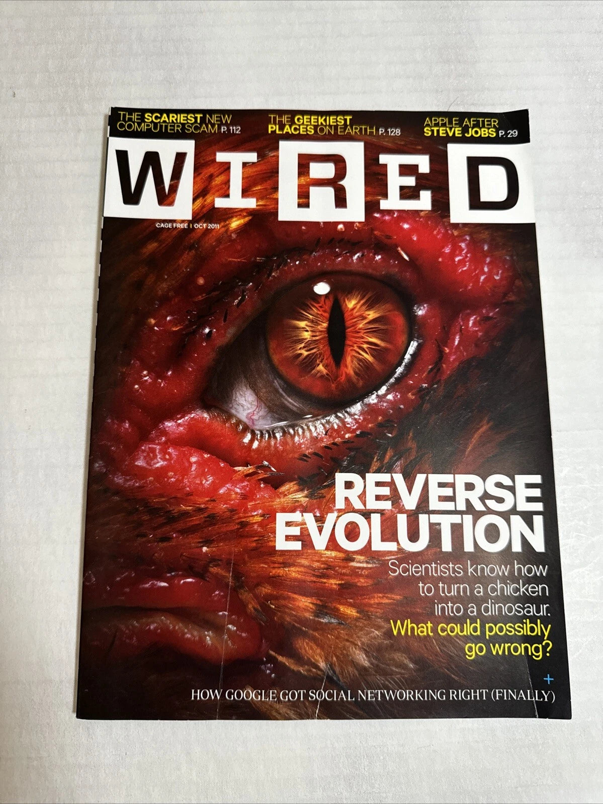 Wired magazine cover from June 2017, featuring a close-up of a raw, gory animal eye on the cover with the headline 'Reverse Evolution'.
[additional_image_link]