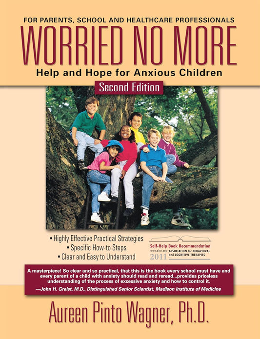 Book cover of 'Worried No More' with children sitting on a tree branch.
[image_link]
