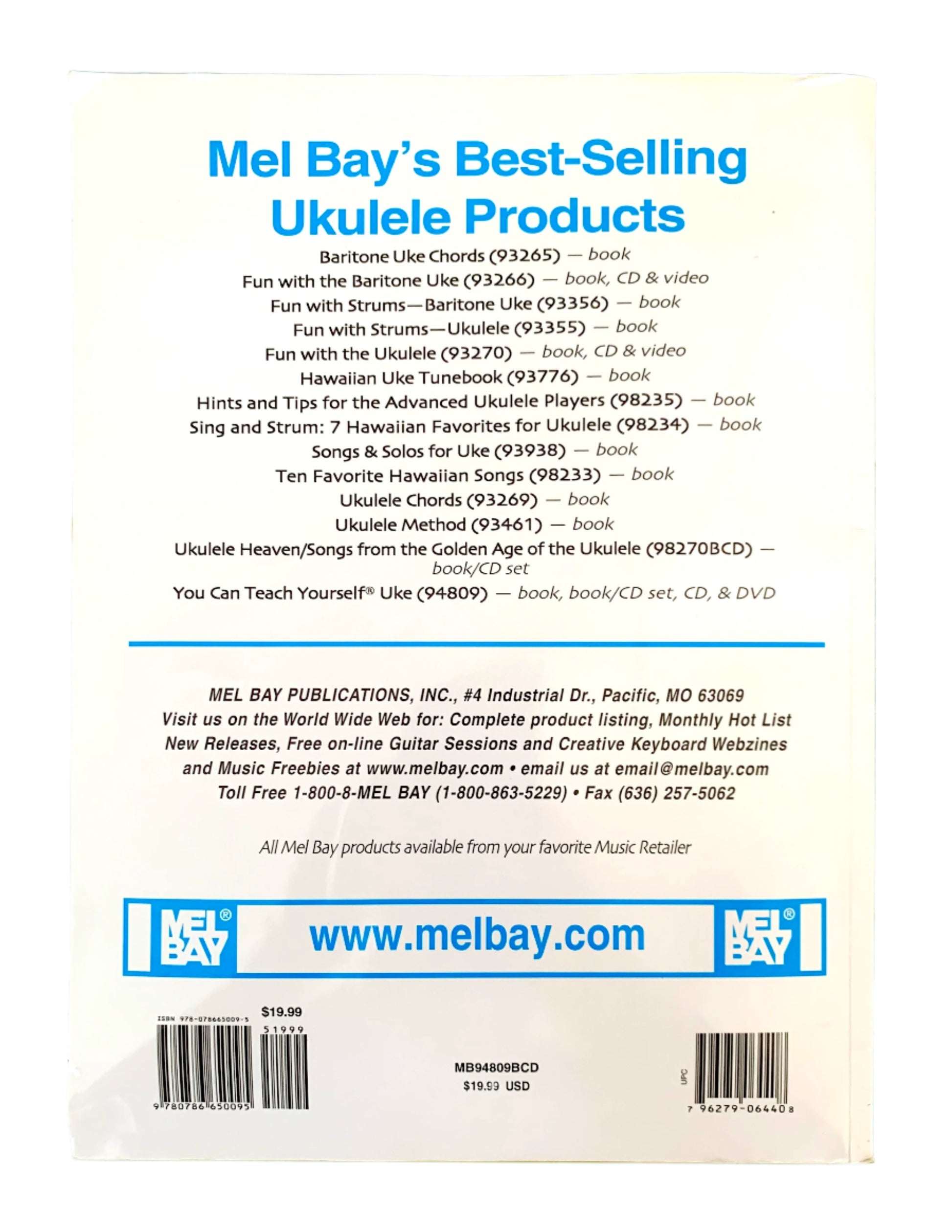 back cover Mel Bay's best-selling ukulele products
Photo by Karen King [additional_image_link]