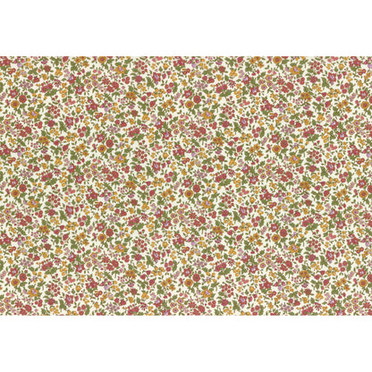Lecien Memoire a Paris 2019 Red Liberty Style Flowers on Cream Cotton Lawn Yardage