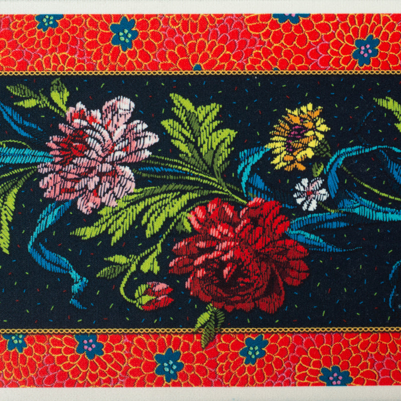 Country Flowers on Black French Velvet 5" Border from Odile Bailloeul for Renaissance Ribbons