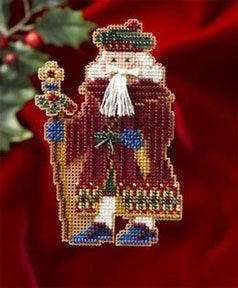 Mill Hill Avignon Santa Ornament Cross Stitch Embroidery Kit: Santa Glass Beaded Charmed Ornaments