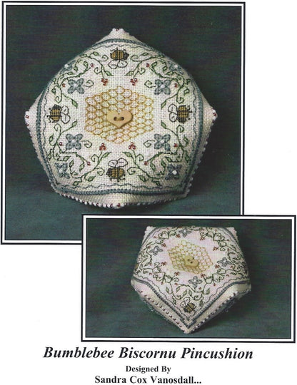 BUMBLEBEE BISCORNU Cross Stitch Embroidery Kit from Sweetheart Tree: Pattern, Linen, Floss, Beads