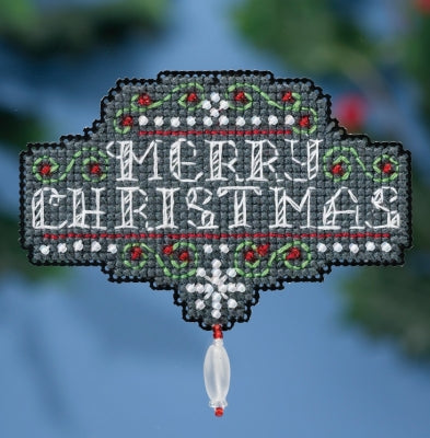 Mill Hill Chalkboard Christmas Ornament Cross Stitch Embroidery Kit: Glass Beaded Ornament
