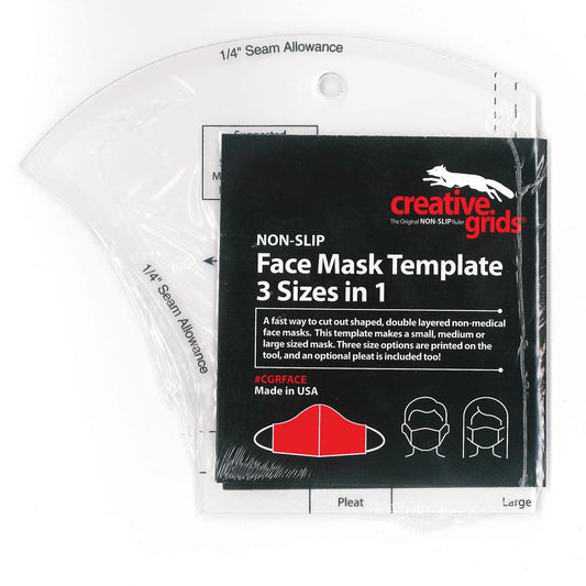 Creative Grids non-slip face mask template packaging with clear masks in the background.
Photo by Creative Grids [image_link]