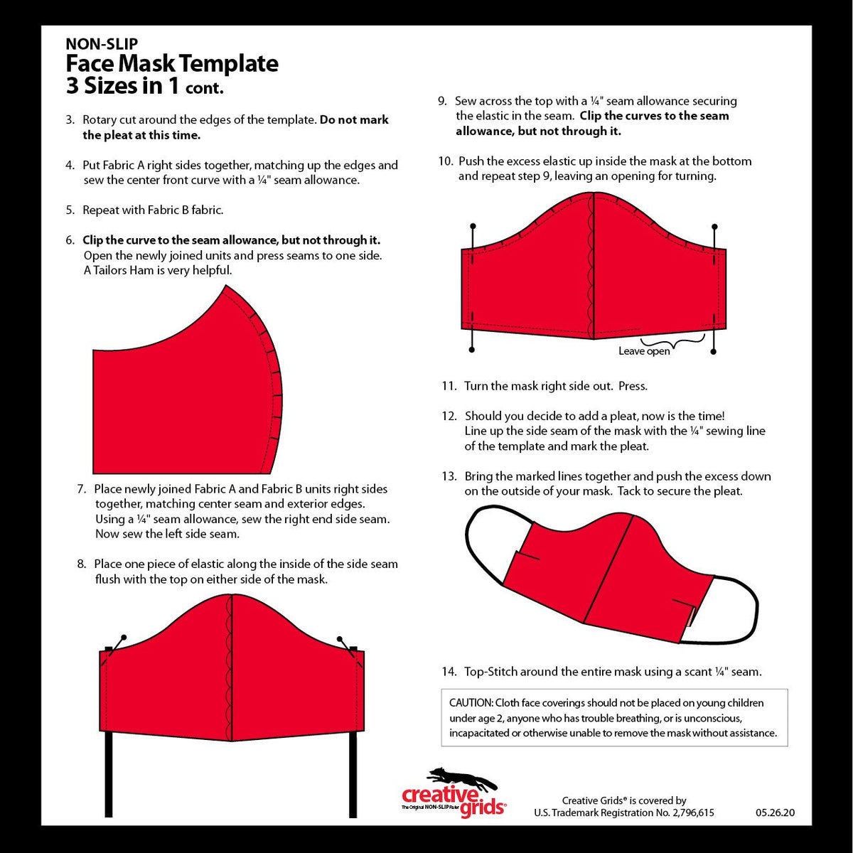 Red face mask template with sewing instructions on a white background.
Photo by Creative Grids [additional_image_link]