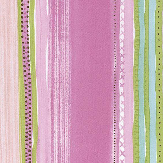A close-up of a striped pattern featuring vertical bands in shades of pink, mint green, light blue, and white, with dotted and brushstroke textures.
[additional_image_link]