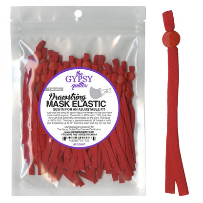 Gypsy Quilter Drawstring Mask Elastic Red 8in 60ct: Face Mask Supplies