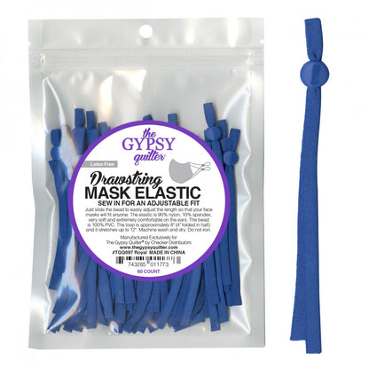 Gypsy Quilter Drawstring Mask Elastic Royal Blue 8in 60ct: Face Mask Supplies