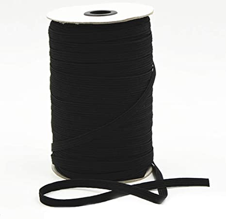 A roll of flat black elastic, 1/4 inch in diameter, with some loose elastic ribbon visible to the side.
[image_link]