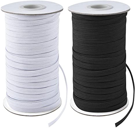 A roll of flat black elastic, 1/4 inch in diameter, with some loose elastic ribbon visible to the side.
[additional_image_link]
