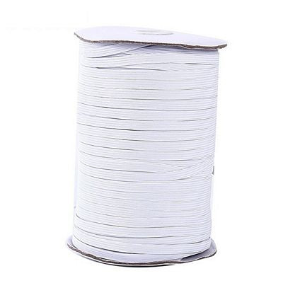 A spool of white flat knitted elastic, 1/4 inch in diameter, on a plain background.
[image_link]