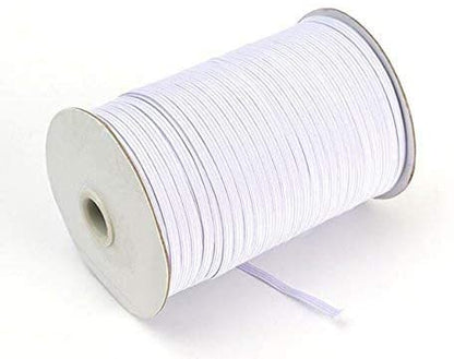 A spool of white flat knitted elastic, 1/4 inch in diameter, on a plain background.
[additional_image_link]